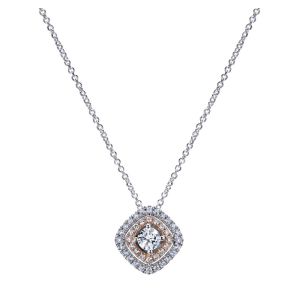 Gabriel Fashion 14 Karat Two-Tone Clustered Diamonds Necklace NK4934T44JJ