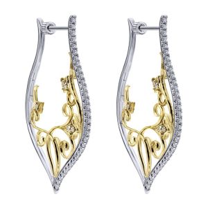 Gabriel Fashion 14 Karat Two-Tone Hoops Fancy Earrings EG12586M45JJ