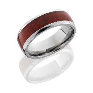 Lashbrook HW8D15/REDHEART POLISH Hard Wood Wedding Ring or Band