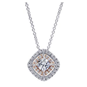 Gabriel Fashion 14 Karat Two-Tone Clustered Diamonds Necklace NK4935T44JJ