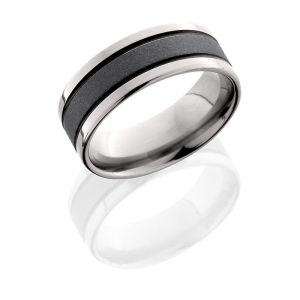 Lashbrook 8F21A SANDBLAST-POLISH Titanium Wedding Ring or Band