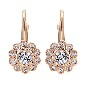 Gabriel Fashion 14 Karat Floral Leverback Earrings EG12504K45JJ