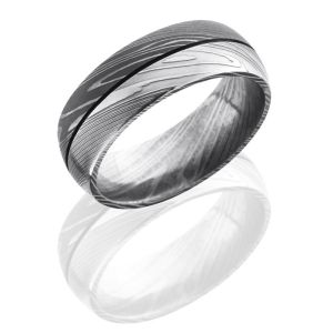Lashbrook D8D1.5 Polish-Acid Damascus Steel Wedding Ring or Band