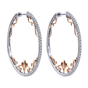 Gabriel Fashion 14 Karat Two-Tone Hoops Fancy Earrings EG12514T45JJ