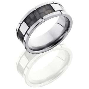 Lashbrook C8F4SEG-CF Polish Titanium Carbon Fiber Wedding Ring or Band