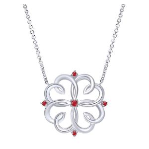 Gabriel Fashion Silver Blossoming Heart Necklace NK3975SVJRB