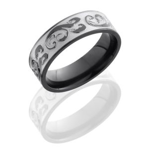 Lashbrook Z7F-WHIRLY Bead-Polish Zirconium Wedding Ring or Band