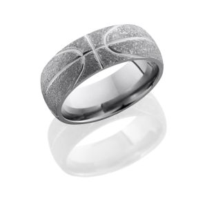 Lashbrook 8D/BASKETBALL POLISH-STIPPLE Titanium Wedding Ring or Band