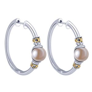 Gabriel Fashion Silver / 18 Karat Two-Tone Hoops Hoop Earrings EG11244MYJPL