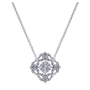 Gabriel Fashion 14 Karat Clustered Diamonds Necklace NK4956W45JJ