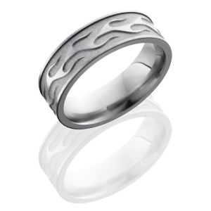 Lashbrook 7FCONTourflame Sand-Satin Titanium Wedding Ring or Band