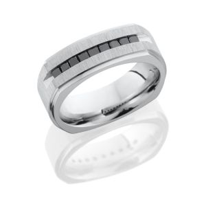 Lashbrook CC8FGESQ9XBLKDIA CROSS SATIN/POLISH Cobalt Chrome Wedding Ring or Band