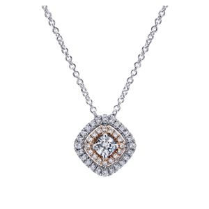 Gabriel Fashion 14 Karat Two-Tone Clustered Diamonds Necklace NK4933T44JJ