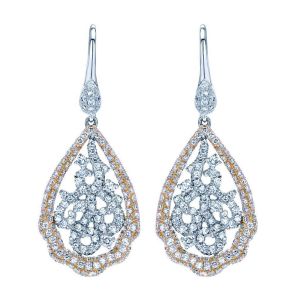 Gabriel Fashion 14 Karat Two-Tone Lace Drop Earrings EG11988T44JJ