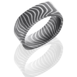 Lashbrook D8FSQTIGER Acid Damascus Steel Wedding Ring or Band