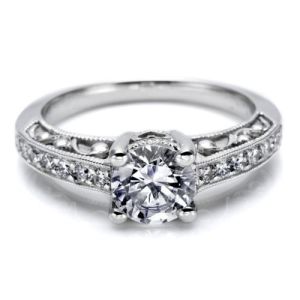 Tacori 18 Karat Hand Engraved Engagement Ring HT2154