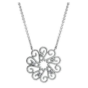 Gabriel Fashion Silver Blossoming Heart Necklace NK4005SV5JJ