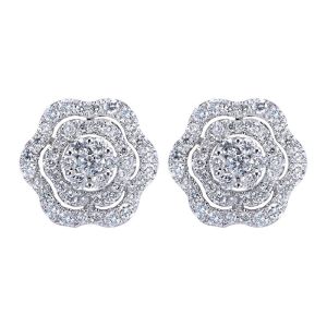Gabriel Fashion 14 Karat Floral Stud Earrings EG11335W44JJ
