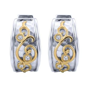 Gabriel Fashion Silver / 18 Karat Two-Tone Huggies Huggie Earrings EG11133MY5JJ