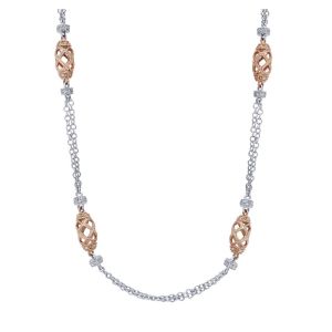 Gabriel Fashion 14 Karat Two-Tone Roaring 20's Diamond By The Yard Necklace NK1199-18T45JJ