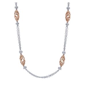 Gabriel Fashion 14 Karat Two-Tone Roaring 20's Diamond By The Yard Necklace NK1199-18T45JJ