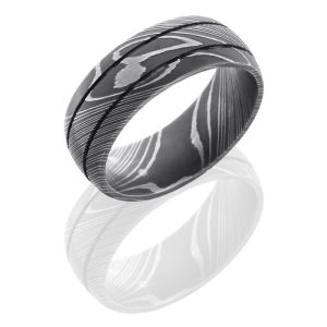 Lashbrook D8D2.5 Acid Damascus Steel Wedding Ring or Band