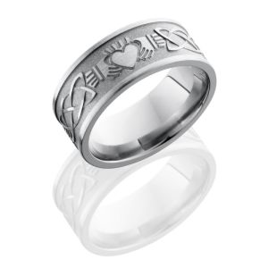 Lashbrook 9FCLADDAGHCELTIC BEAD-POLISH Titanium Wedding Ring or Band