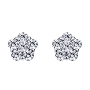 Gabriel Fashion 14 Karat Clustered Diamonds Stud Earrings EG12349W44JJ