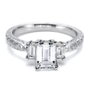 Tacori Platinum Hand Engraved Engagement Ring HT2199