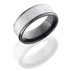 Lashbrook Z8FGE Cross Satin Silver-Polish Zirconium Wedding Ring or Band