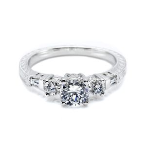 Tacori Platinum Hand Engraved Engagement Ring HT2200