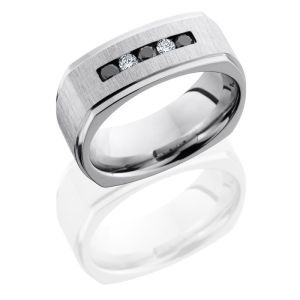 Lashbrook CC8FGESQBLKDIA3X.05DIA2X.05CH Cross Satin-Polish Cobalt Chrome Wedding Ring or Band