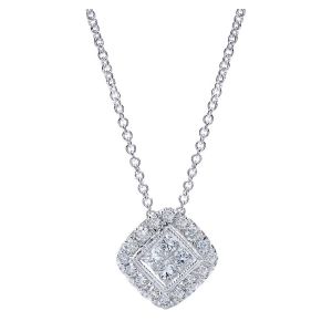 Gabriel Fashion 14 Karat Clustered Diamonds Necklace NK4460W45JJ