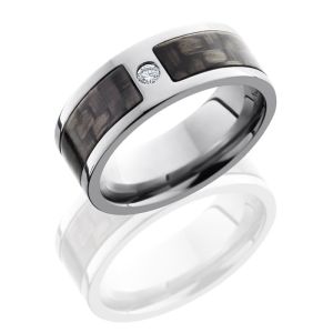 Lashbrook C8F15SEG-CFDIA.07F Polish Titanium Carbon Fiber Wedding Ring or Band