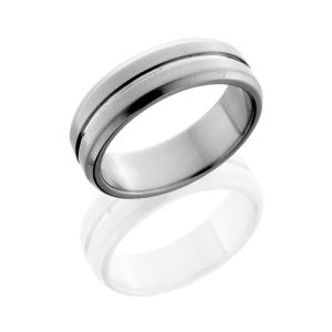 Lashbrook 7B11(NS) CROSS BRUSH-POLISH Titanium Wedding Ring or Band