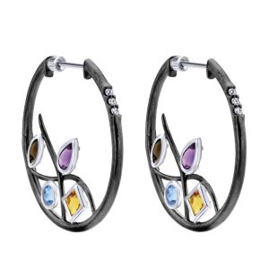 Gabriel Fashion Silver Byblos Hoop Earrings EG12557SVJMC