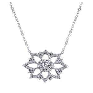 Gabriel Fashion 14 Karat Clustered Diamonds Necklace NK4957W45JJ