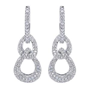 Gabriel Fashion 14 Karat Pave Drop Earrings EG11182W45JJ