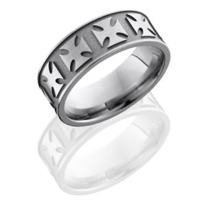 Lashbrook 8FMALTESE Sand-Polish Titanium Wedding Ring or Band