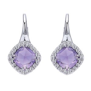 Gabriel Fashion Silver Color Solitaire Leverback Earrings EG12162SVJMC