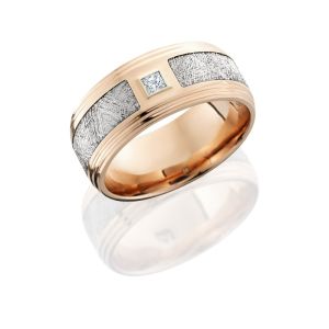 Lashbrook 14KR9F2S14.5SEG/METDIAPRN.10B POLISH Meteorite Wedding Ring or Band