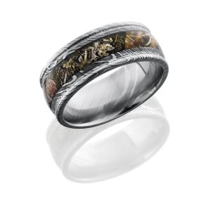 Lashbrook D9RED14/KINGSMOUNTAIN POLISH Damascus Steel Wedding Ring or Band