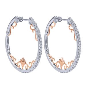 Gabriel Fashion 14 Karat Two-Tone Hoops Fancy Earrings EG12078T45JJ