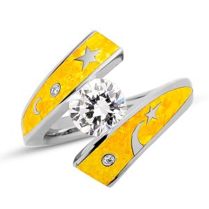 Kretchmer Platinum Butterfly with 24K Inlay Tension Set Ring