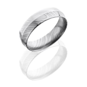 Lashbrook D6P Polish Damascus Steel Wedding Ring or Band