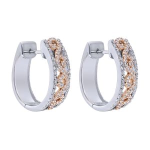 Gabriel Fashion 14 Karat Two-Tone Huggies Huggie Earrings EG10035T44JJ