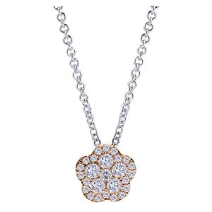 Gabriel Fashion 14 Karat Two-Tone Clustered Diamonds Necklace NK3094T44JJ