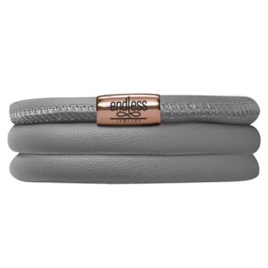 Endless Jewelry Grey Triple Bracelet Rose Gold Lock 12703