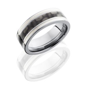 Lashbrook C8F1321-CFSS2UMIL Polish Titanium Carbon Fiber Wedding Ring or Band