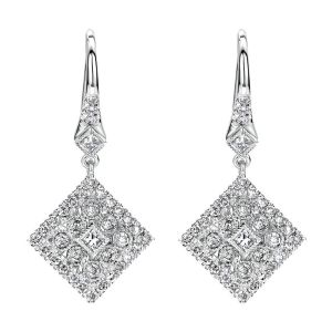 Gabriel Fashion 14 Karat Clustered Diamonds Drop Earrings EG11945W45JJ
